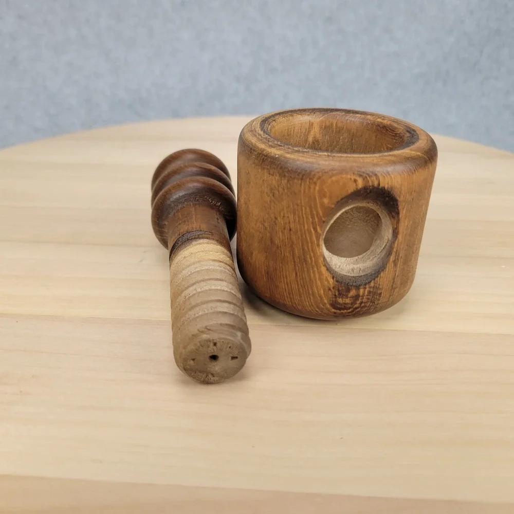 Vintage French Nutcracker Brown Wood Bowl Screw Style‎ Rustic